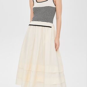 Moon River Black and Cream Striped Dress